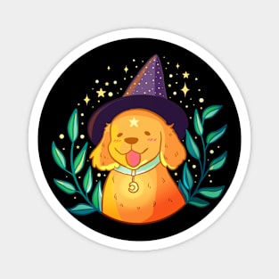 Cute wizard golden retriever Magnet